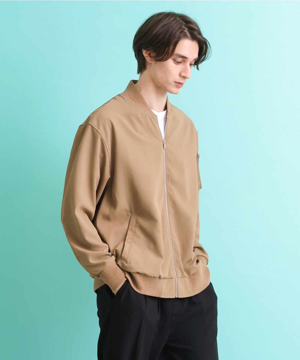 MKJFU88170 MK MICHEL KLEIN HOMME(MKミッシェルクランオム) MA-1ブルゾン / ストレッチバックサテン カーキ(36)
