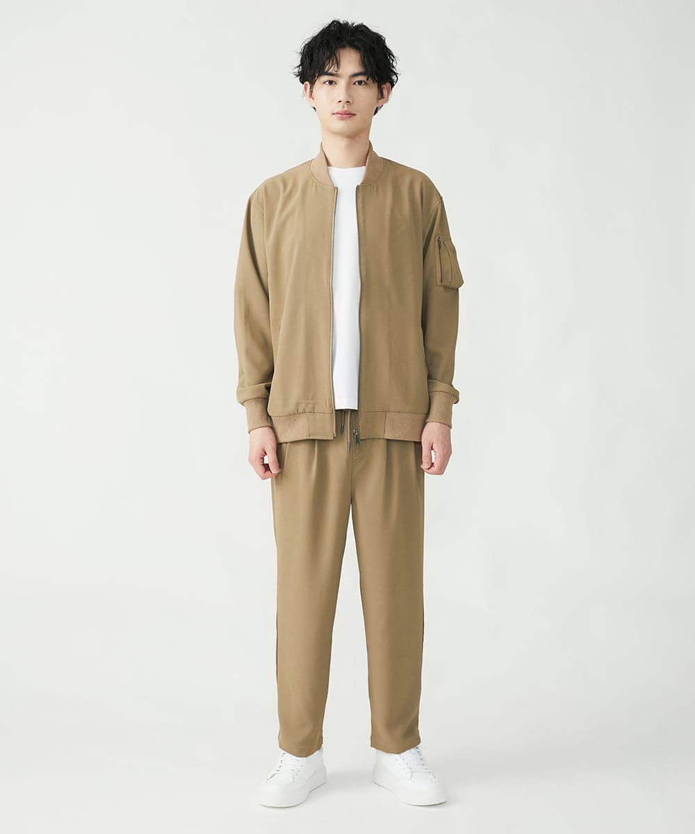 MKJFU88170 MK MICHEL KLEIN HOMME(MKミッシェルクランオム) MA-1ブルゾン / ストレッチバックサテン カーキ(36)