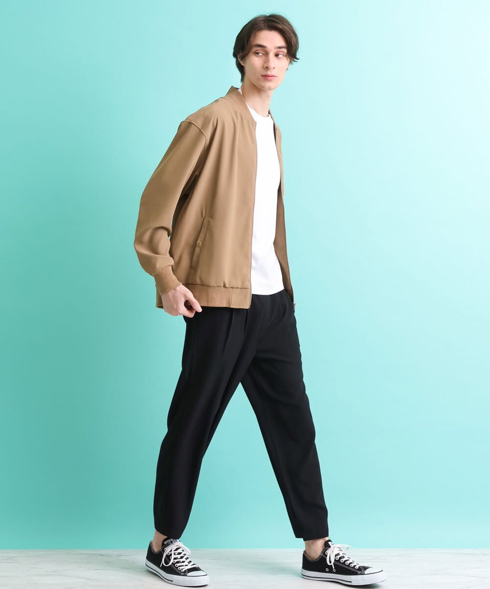 MKJFU88170 MK MICHEL KLEIN HOMME(MKミッシェルクランオム) MA-1ブルゾン / ストレッチバックサテン カーキ(36)