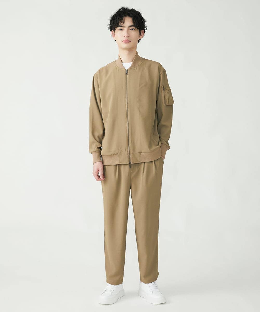 MKJFU88170 MK MICHEL KLEIN HOMME(MKミッシェルクランオム) MA-1ブルゾン / ストレッチバックサテン カーキ(36)
