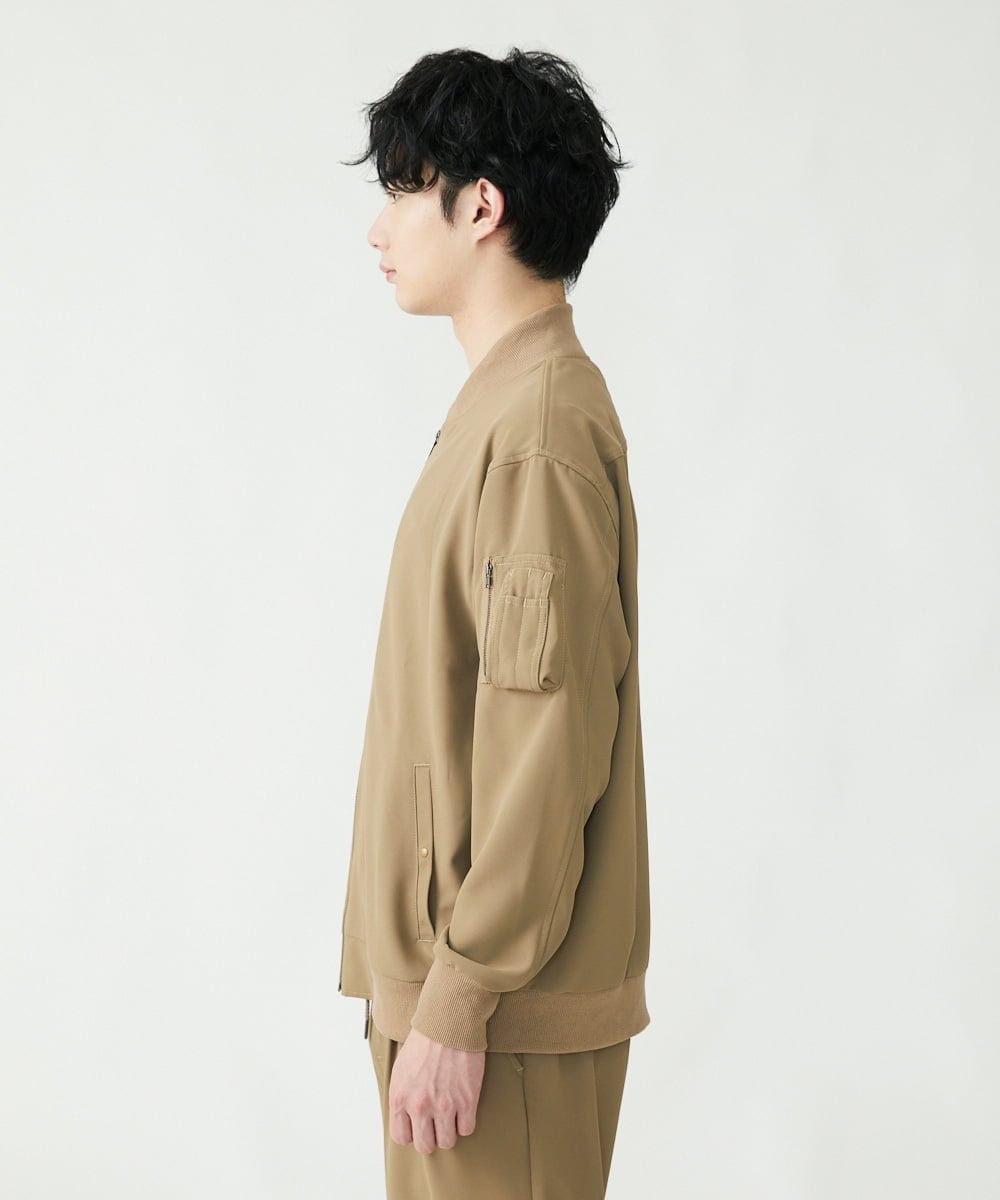MKJFU88170 MK MICHEL KLEIN HOMME(MKミッシェルクランオム) MA-1ブルゾン / ストレッチバックサテン カーキ(36)