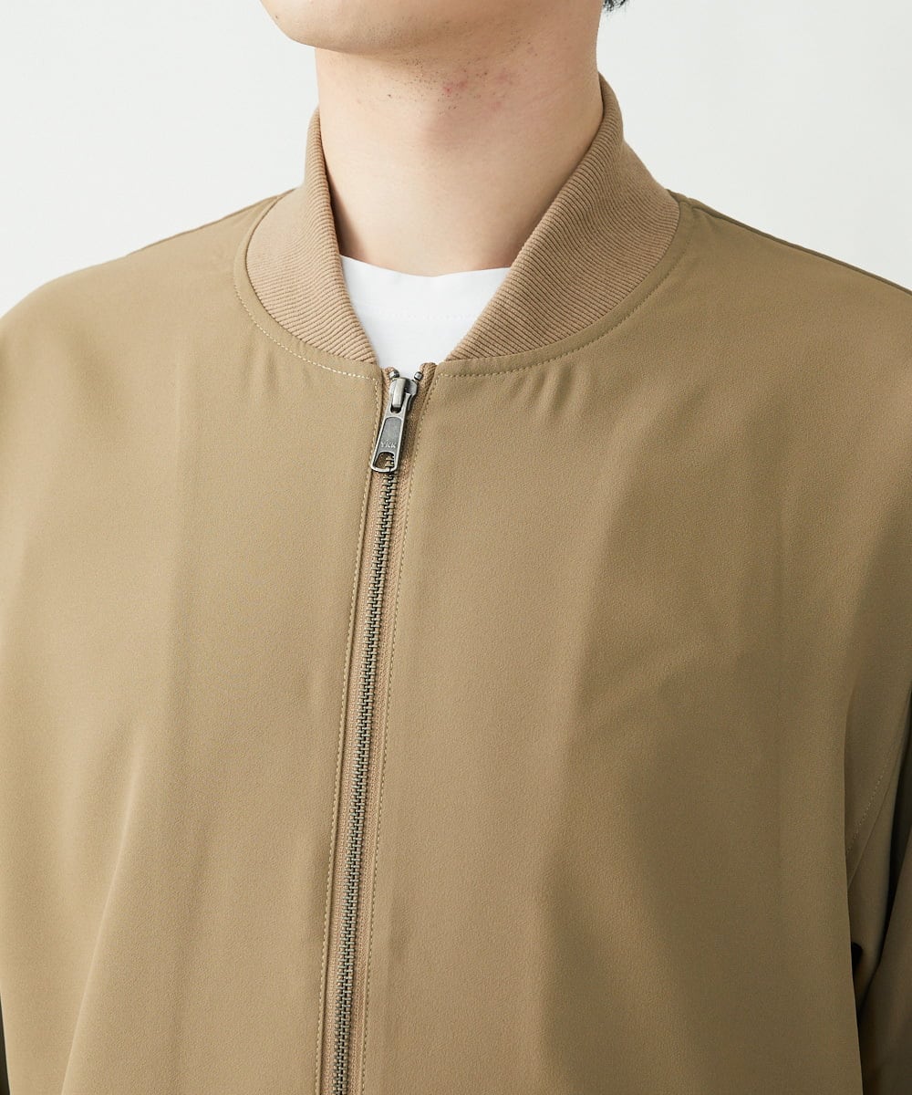 MKJFU88170 MK MICHEL KLEIN HOMME(MKミッシェルクランオム) MA-1ブルゾン / ストレッチバックサテン カーキ(36)
