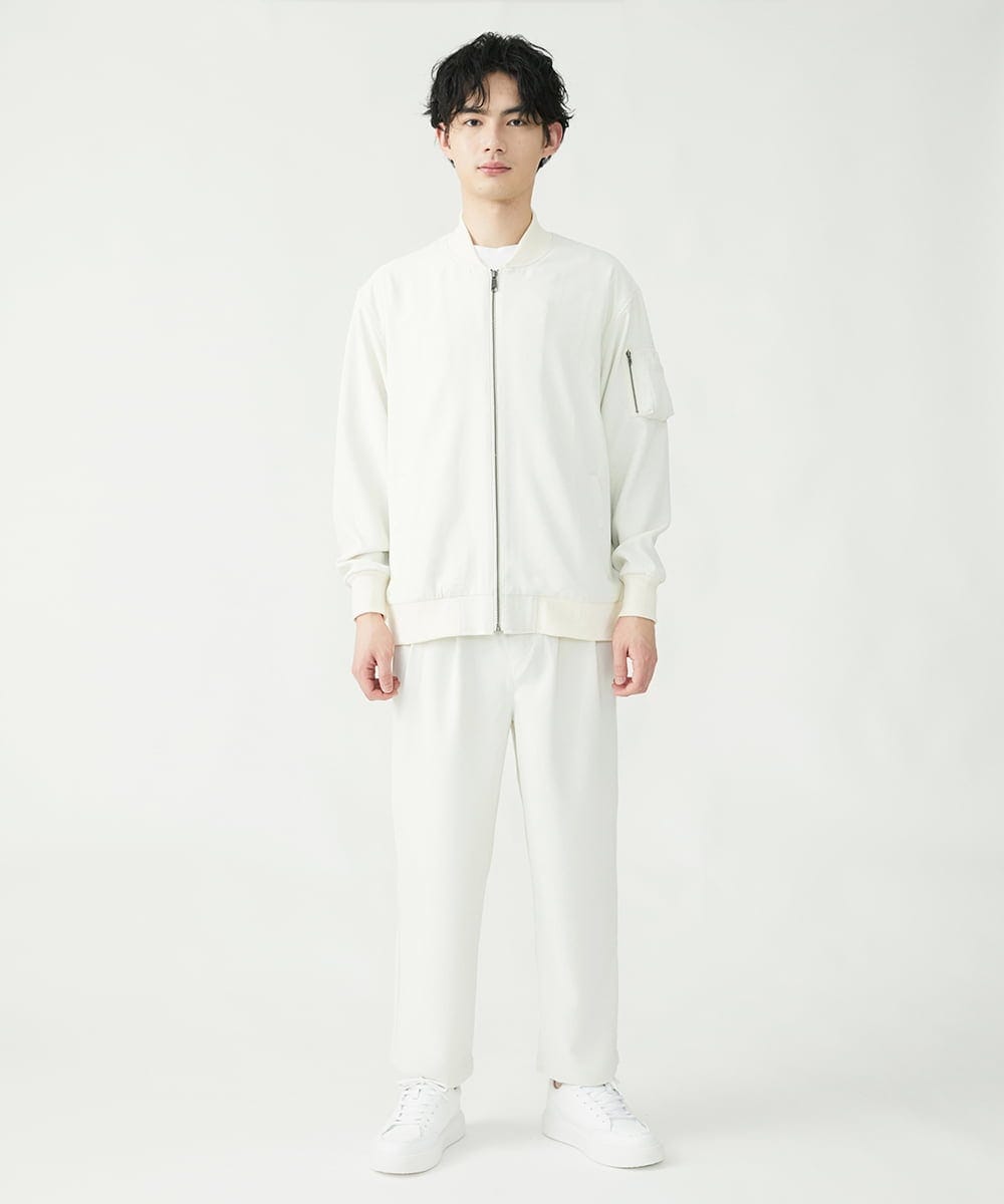 MKJFU88170 MK MICHEL KLEIN HOMME(MKミッシェルクランオム) MA-1ブルゾン / ストレッチバックサテン ホワイト(90)