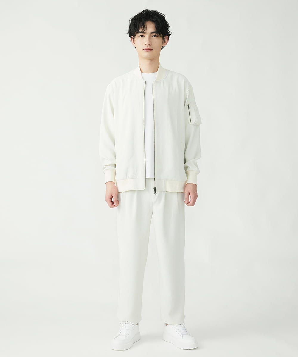 MKJFU88170 MK MICHEL KLEIN HOMME(MKミッシェルクランオム) MA-1ブルゾン / ストレッチバックサテン ホワイト(90)