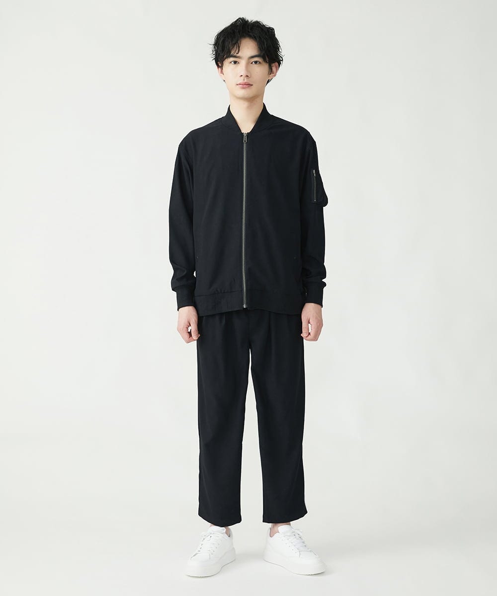 MKJFU88170 MK MICHEL KLEIN HOMME(MKミッシェルクランオム) MA-1ブルゾン / ストレッチバックサテン ブラック(94)