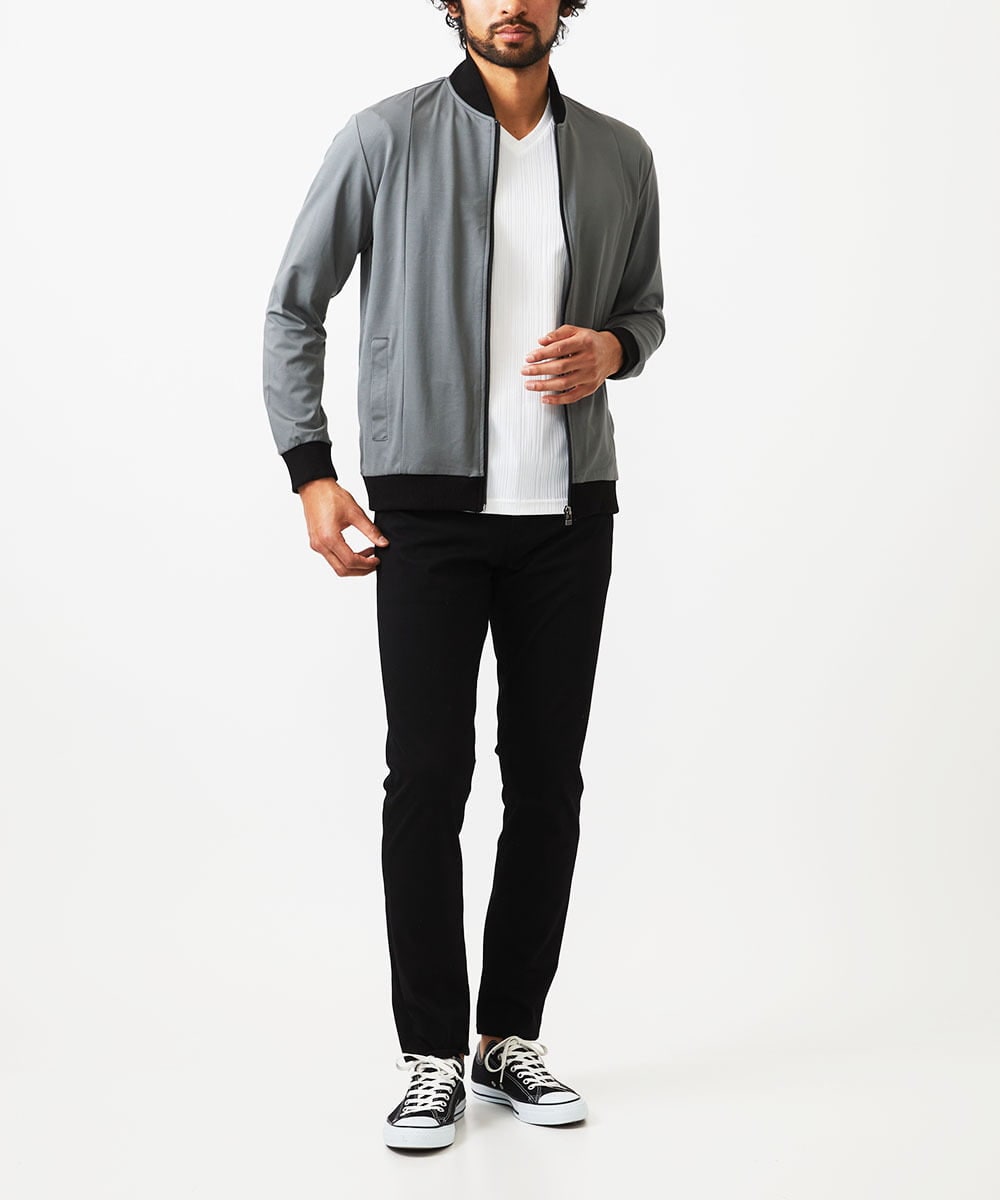 MKJGC07110 MK MICHEL KLEIN HOMME(MKミッシェルクランオム) MA-1ブルゾン / シルキーポンチ グレー(92)