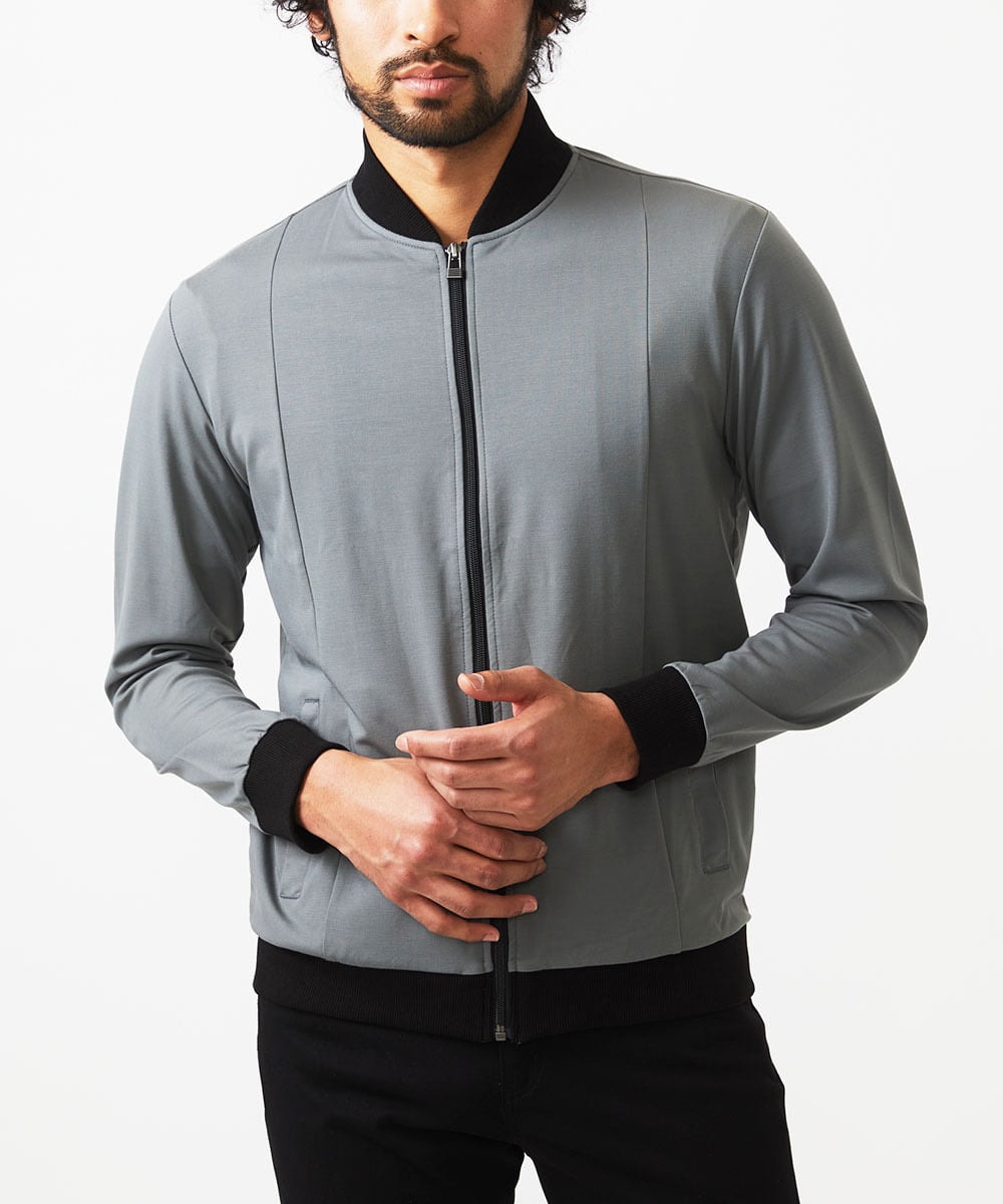 MKJGC07110 MK MICHEL KLEIN HOMME(MKミッシェルクランオム) MA-1ブルゾン / シルキーポンチ グレー(92)