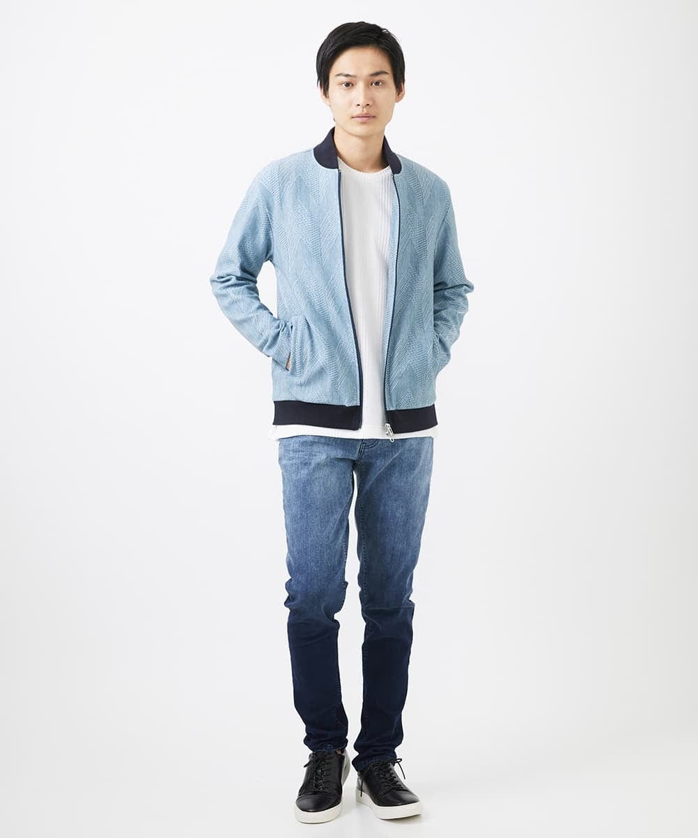 MKJGC08150 MK MICHEL KLEIN HOMME(MKミッシェルクランオム) MA-1ブルゾン / ダイヤジオメトリック ライトブルー