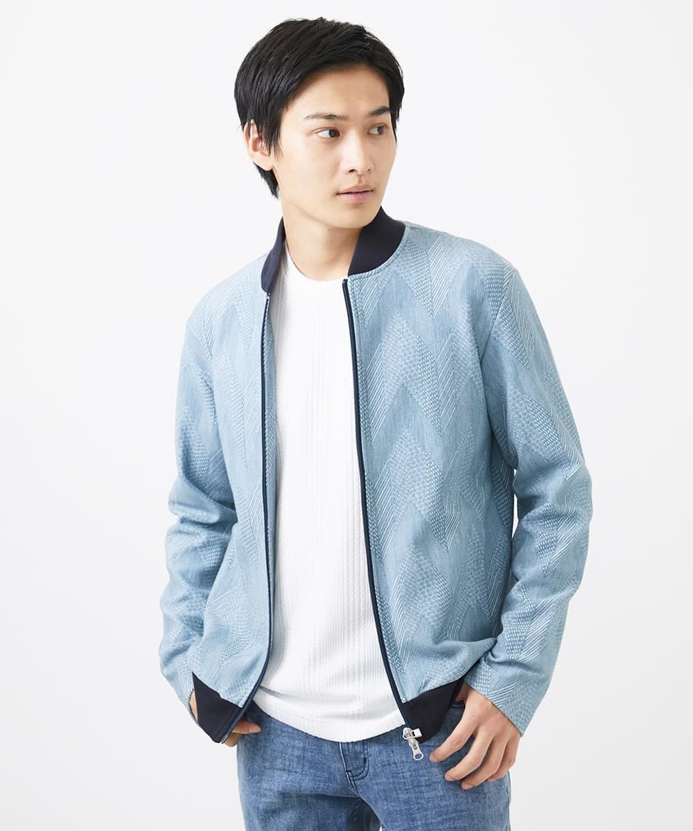 MKJGC08150 MK MICHEL KLEIN HOMME(MKミッシェルクランオム) MA-1ブルゾン / ダイヤジオメトリック ライトブルー