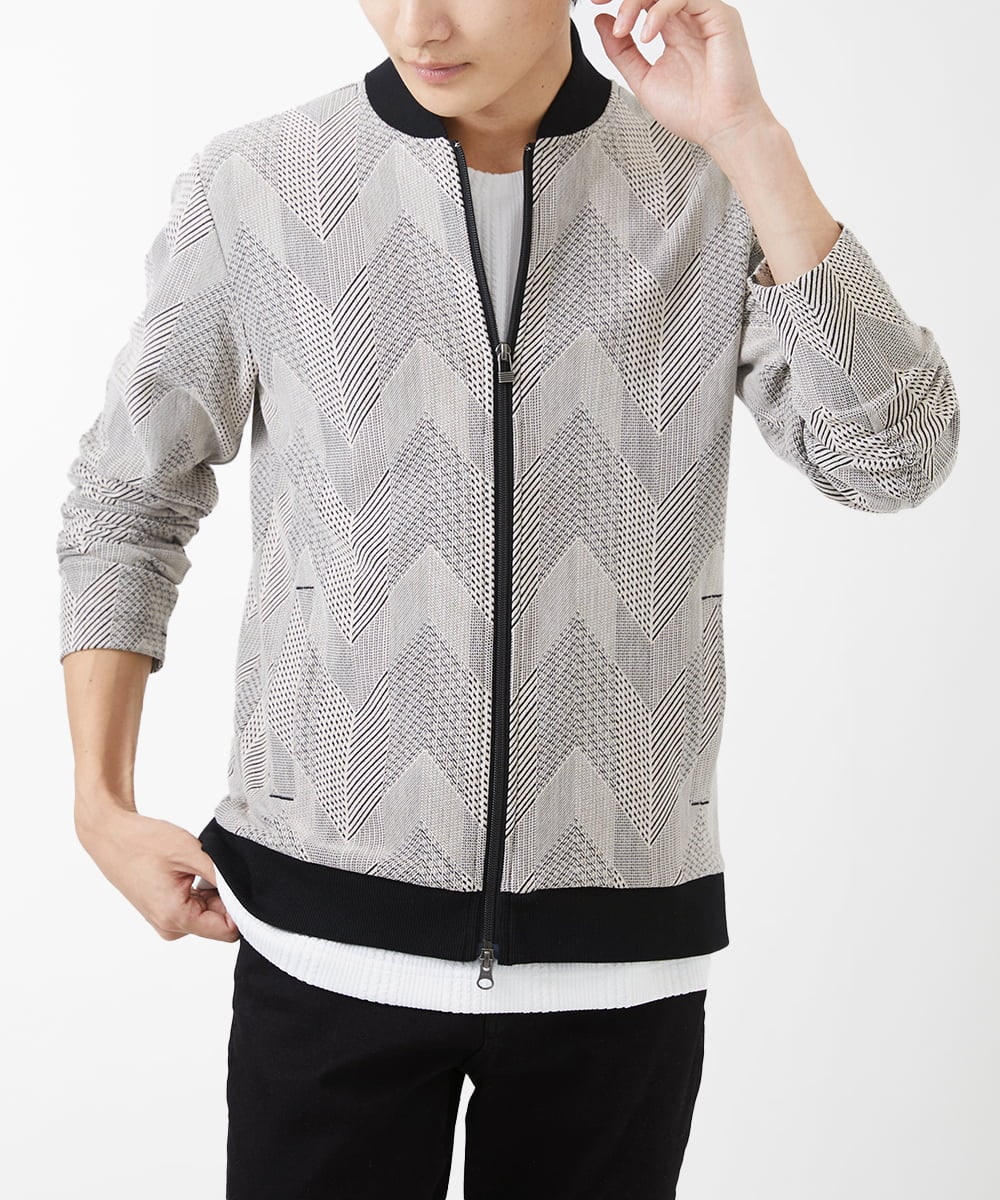 MKJGC08150 MK MICHEL KLEIN HOMME(MKミッシェルクランオム) MA-1ブルゾン / ダイヤジオメトリック ベージュ