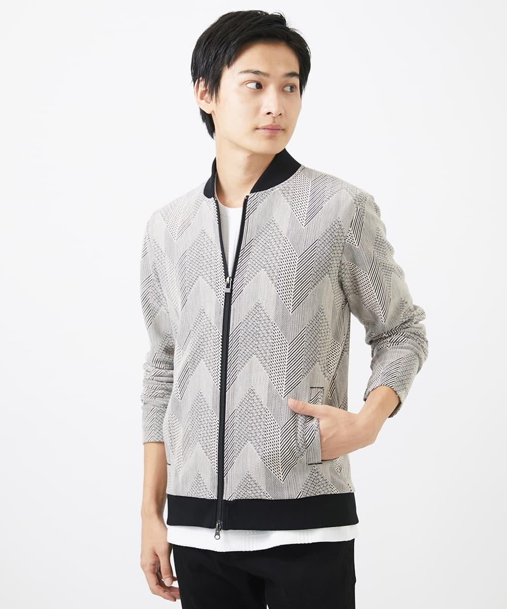 MKJGC08150 MK MICHEL KLEIN HOMME(MKミッシェルクランオム) MA-1ブルゾン / ダイヤジオメトリック ベージュ