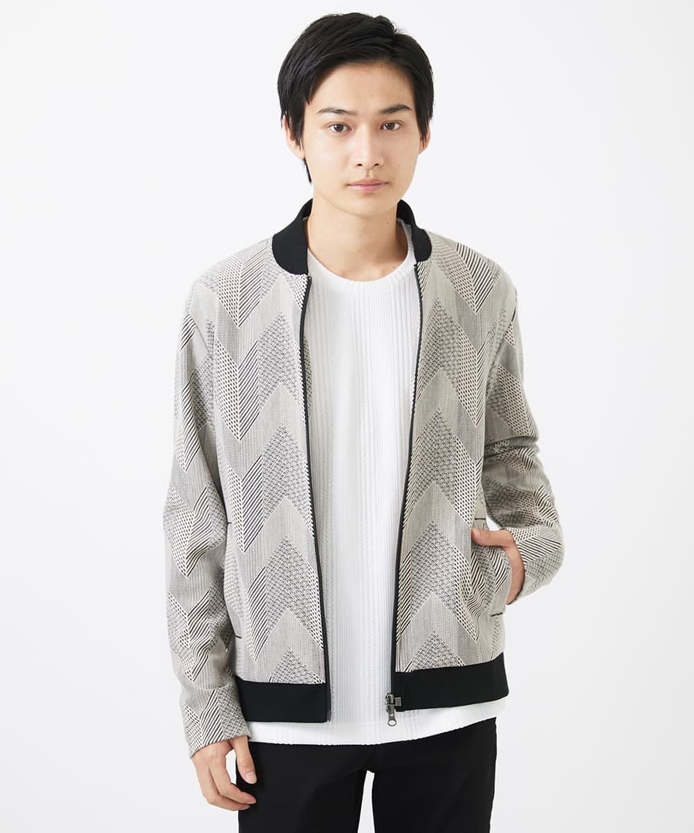 MKJGC08150 MK MICHEL KLEIN HOMME(MKミッシェルクランオム) MA-1ブルゾン / ダイヤジオメトリック ベージュ