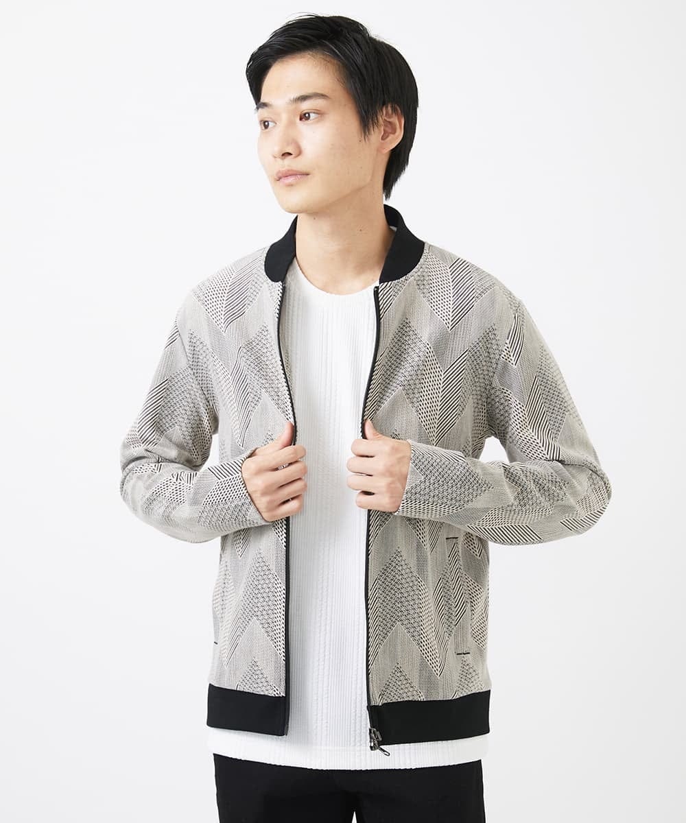 MKJGC08150 MK MICHEL KLEIN HOMME(MKミッシェルクランオム) MA-1ブルゾン / ダイヤジオメトリック ベージュ