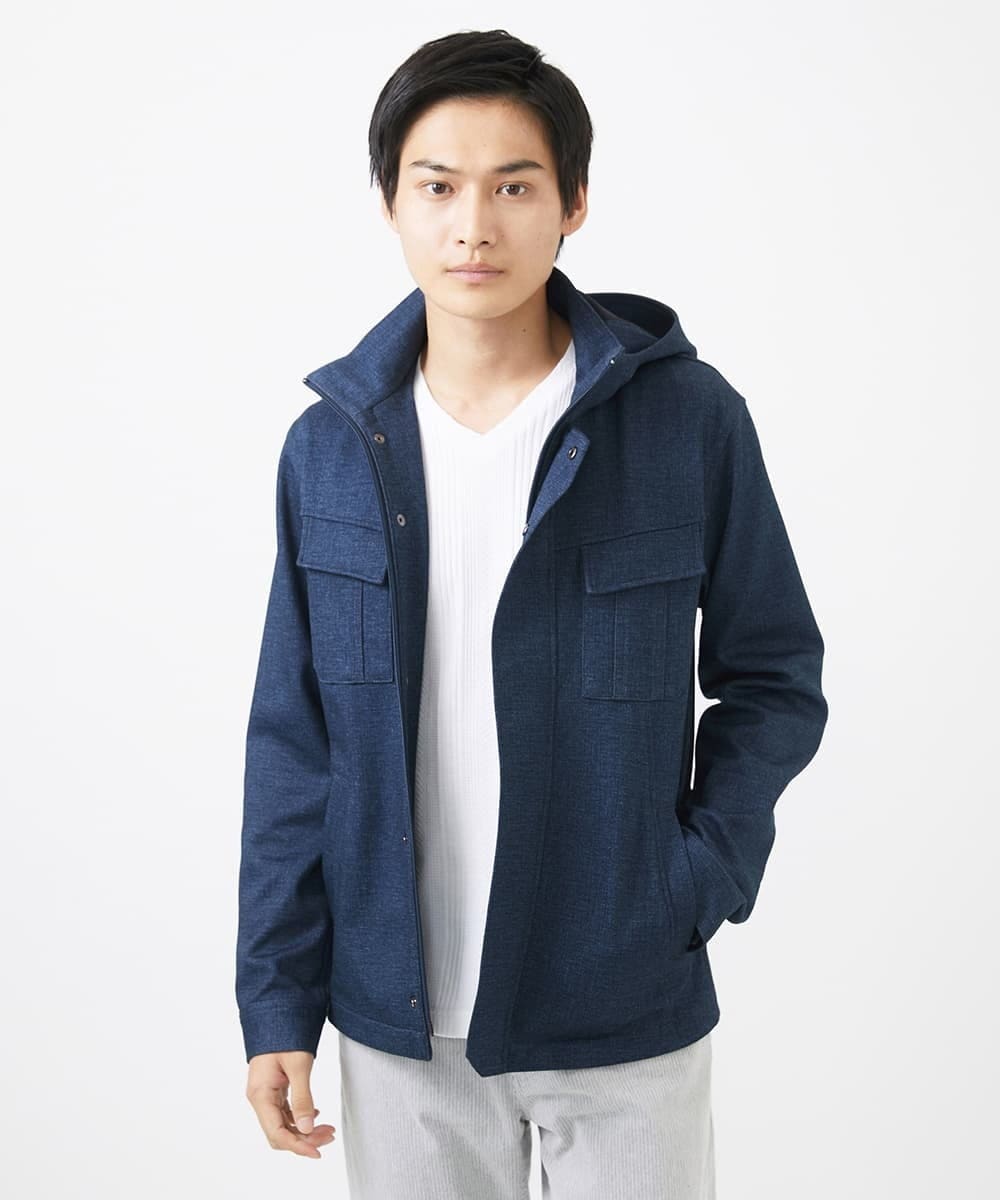 MKJGC10190 MK MICHEL KLEIN HOMME(MKミッシェルクランオム) 【洗える / ストレッチ】M-65ブルゾン / TEC EASY JERSEY2025 ブルー