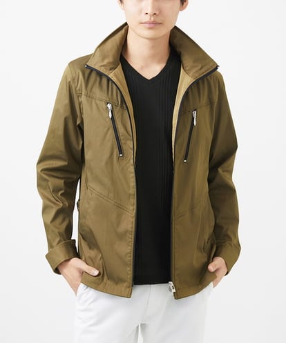 MKJGC11210 MK MICHEL KLEIN HOMME 【残りわずか／秋対応／フード収納／洗える】サテンリバーストレッチブルゾン