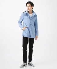 MKJGC12190 MK MICHEL KLEIN HOMME(MKミッシェルクランオム) 【ON/OFF対応】フードショートコート/サテンリバーストレッチ ライトブルー