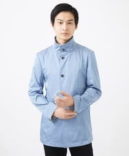 MKJGC12190 MK MICHEL KLEIN HOMME(MKミッシェルクランオム) 【ON/OFF対応】フードショートコート/サテンリバーストレッチ ライトブルー