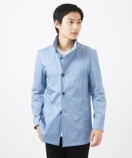 MKJGC12190 MK MICHEL KLEIN HOMME(MKミッシェルクランオム) 【ON/OFF対応】フードショートコート/サテンリバーストレッチ ライトブルー