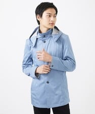 MKJGC12190 MK MICHEL KLEIN HOMME(MKミッシェルクランオム) 【ON/OFF対応】フードショートコート/サテンリバーストレッチ ライトブルー