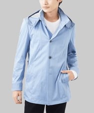 MKJGC12190 MK MICHEL KLEIN HOMME(MKミッシェルクランオム) 【残りわずか！/在庫限り/秋春着用可能】フード着脱ショートコート ライトブルー
