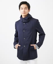 MKJGC12190 MK MICHEL KLEIN HOMME(MKミッシェルクランオム) 【ON/OFF対応】フードショートコート/サテンリバーストレッチ ネイビー