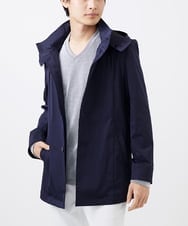MKJGC12190 MK MICHEL KLEIN HOMME(MKミッシェルクランオム) 【ON/OFF対応】フードショートコート/サテンリバーストレッチ ネイビー
