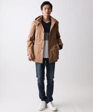 MKJGC12190 MK MICHEL KLEIN HOMME(MKミッシェルクランオム) 【ON/OFF対応】フードショートコート/サテンリバーストレッチ ベージュ