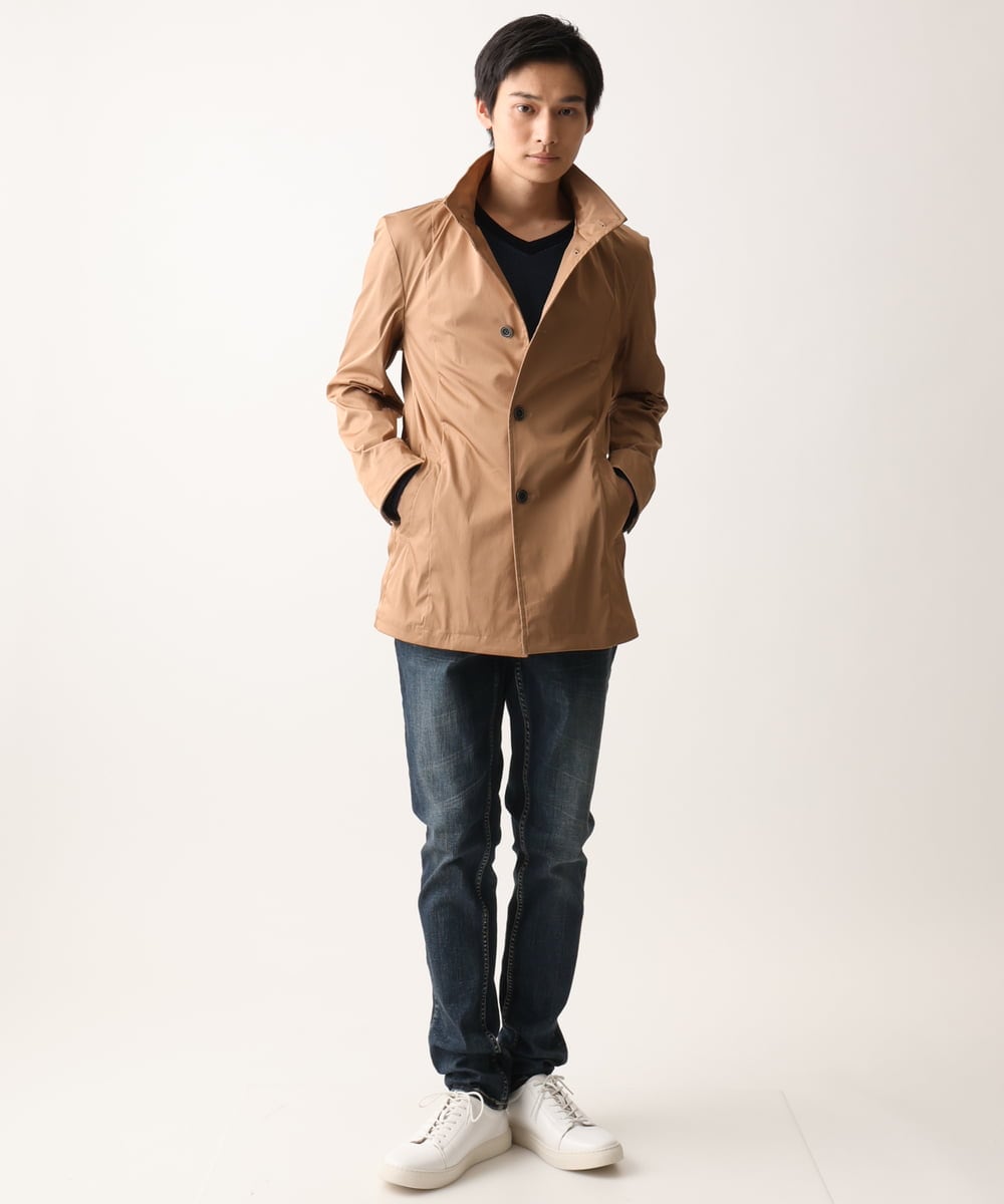 MKJGC12190 MK MICHEL KLEIN HOMME(MKミッシェルクランオム) 【ON/OFF対応】フードショートコート/サテンリバーストレッチ ベージュ