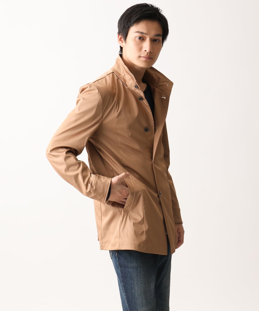 MKJGC12190 MK MICHEL KLEIN HOMME(MKミッシェルクランオム) 【ON/OFF対応】フードショートコート/サテンリバーストレッチ ベージュ