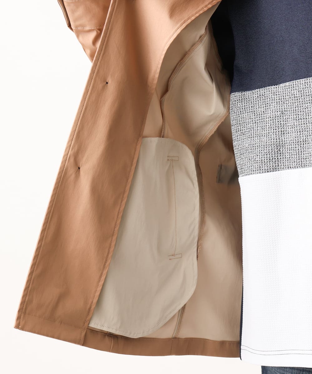 MKJGC12190 MK MICHEL KLEIN HOMME(MKミッシェルクランオム) 【ON/OFF対応】フードショートコート/サテンリバーストレッチ ベージュ