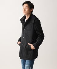 MKJGC12190 MK MICHEL KLEIN HOMME(MKミッシェルクランオム) 【ON/OFF対応】フードショートコート/サテンリバーストレッチ ブラック