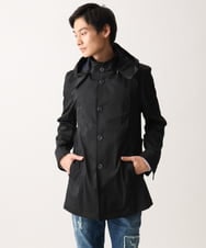 MKJGC12190 MK MICHEL KLEIN HOMME(MKミッシェルクランオム) 【ON/OFF対応】フードショートコート/サテンリバーストレッチ ブラック