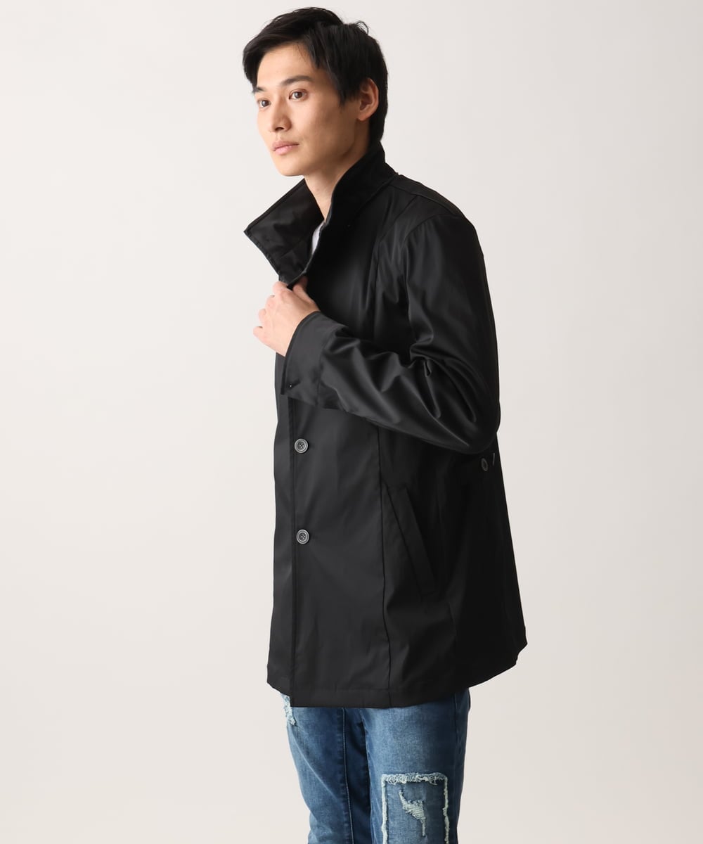 MKJGC12190 MK MICHEL KLEIN HOMME(MKミッシェルクランオム) 【ON/OFF対応】フードショートコート/サテンリバーストレッチ ブラック