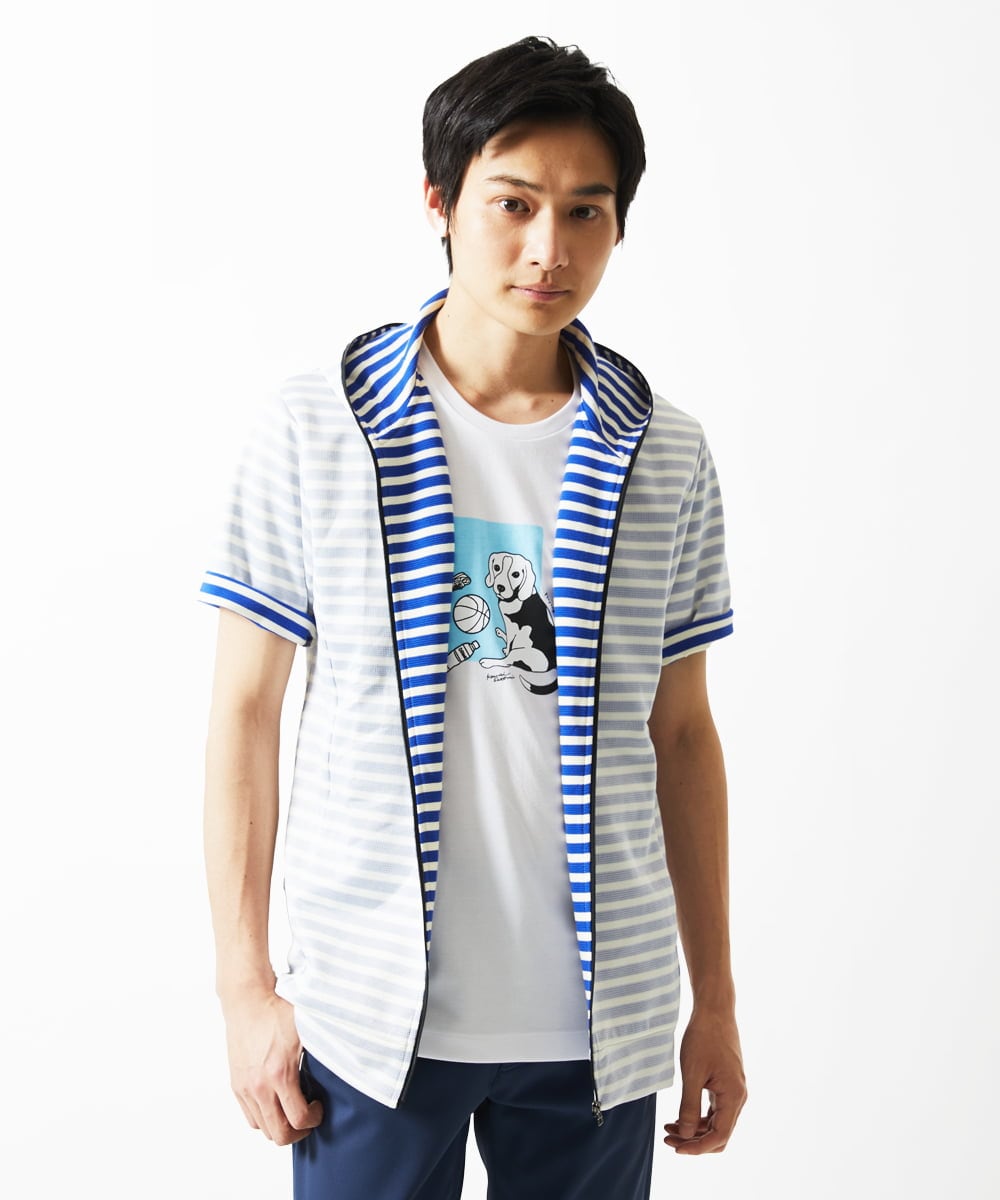 MKJGC17110 MK MICHEL KLEIN HOMME(MKミッシェルクランオム) パーカー / バッグリップボーダー ブルー