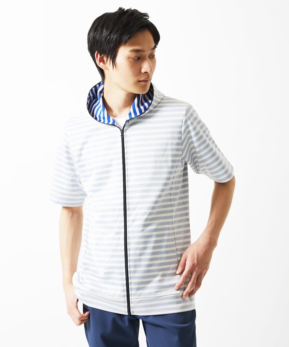 MKJGC17110 MK MICHEL KLEIN HOMME(MKミッシェルクランオム) パーカー / バッグリップボーダー ブルー