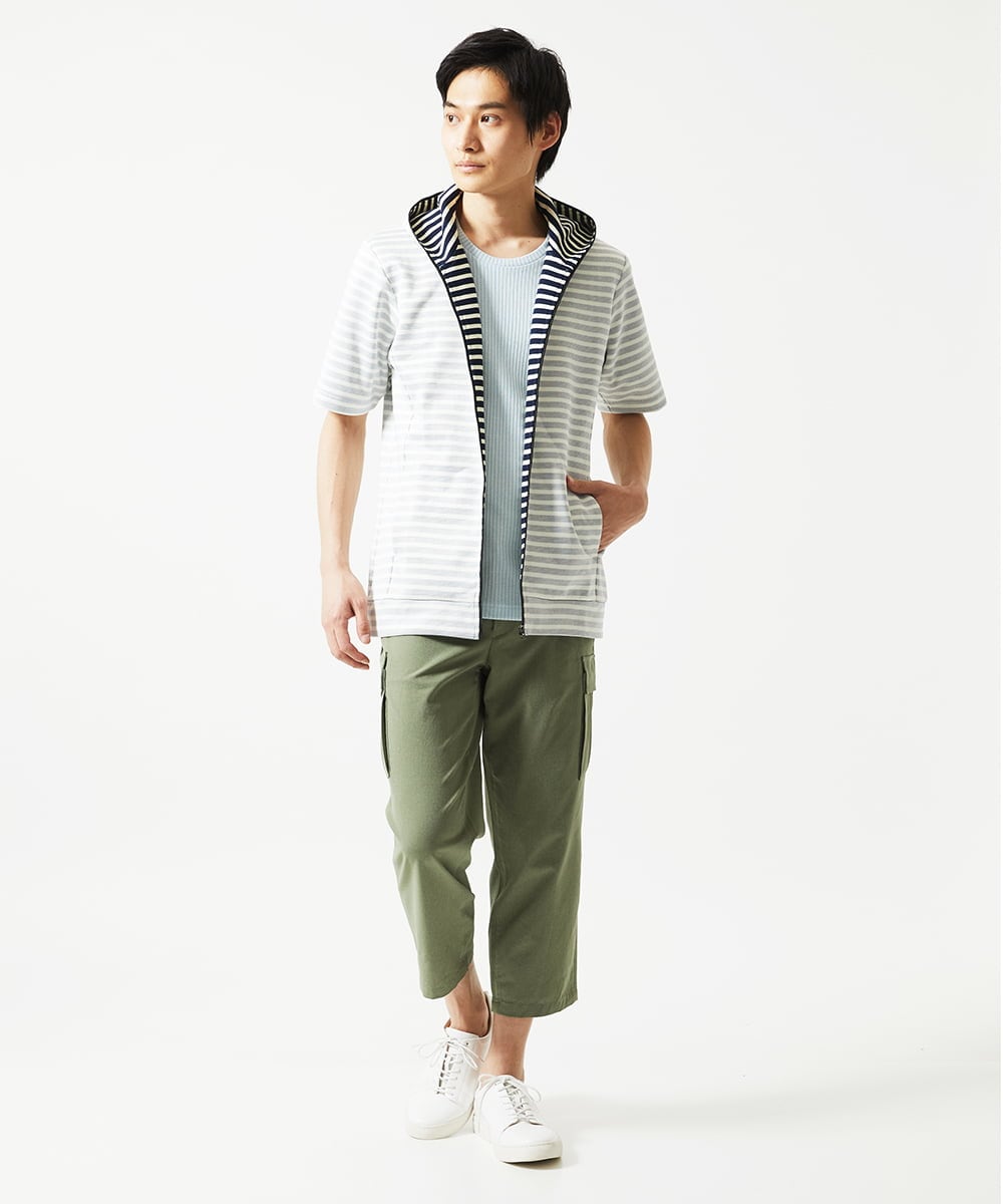 MKJGC17110 MK MICHEL KLEIN HOMME(MKミッシェルクランオム) パーカー / バッグリップボーダー ネイビー