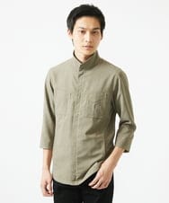 MKJGC66180 MK MICHEL KLEIN HOMME(MKミッシェルクランオム) 七分袖ミリタリーシャツ / リネンタッチ カーキ