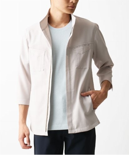 MKJGC66180 MK MICHEL KLEIN HOMME 七分袖ミリタリーシャツ / リネンタッチ