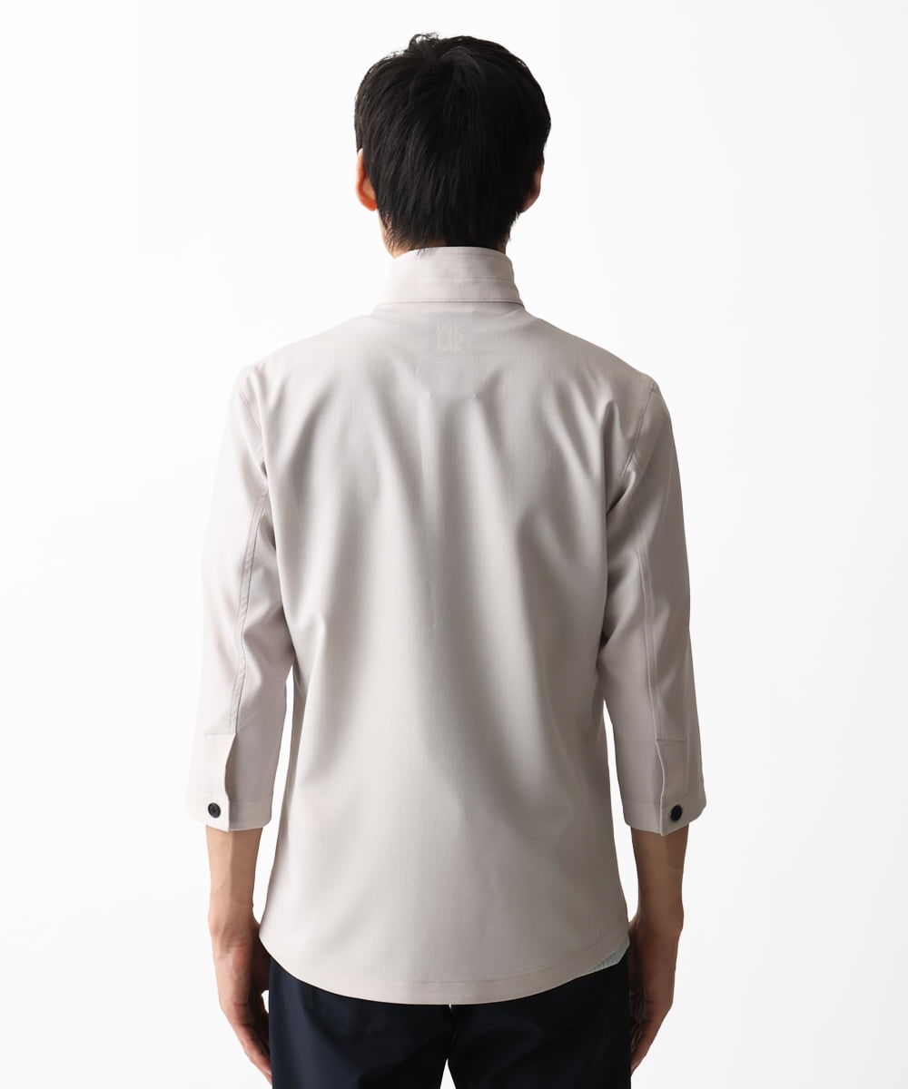 MKJGC66180 MK MICHEL KLEIN HOMME(MKミッシェルクランオム) 七分袖ミリタリーシャツ / リネンタッチ ライトグレー