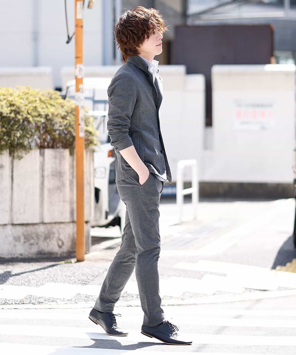 MKJGM64150 MK MICHEL KLEIN HOMME(MKミッシェルクランオム) 【男の黒ジャケット】コンパクトシルキージャケット ダークグレー