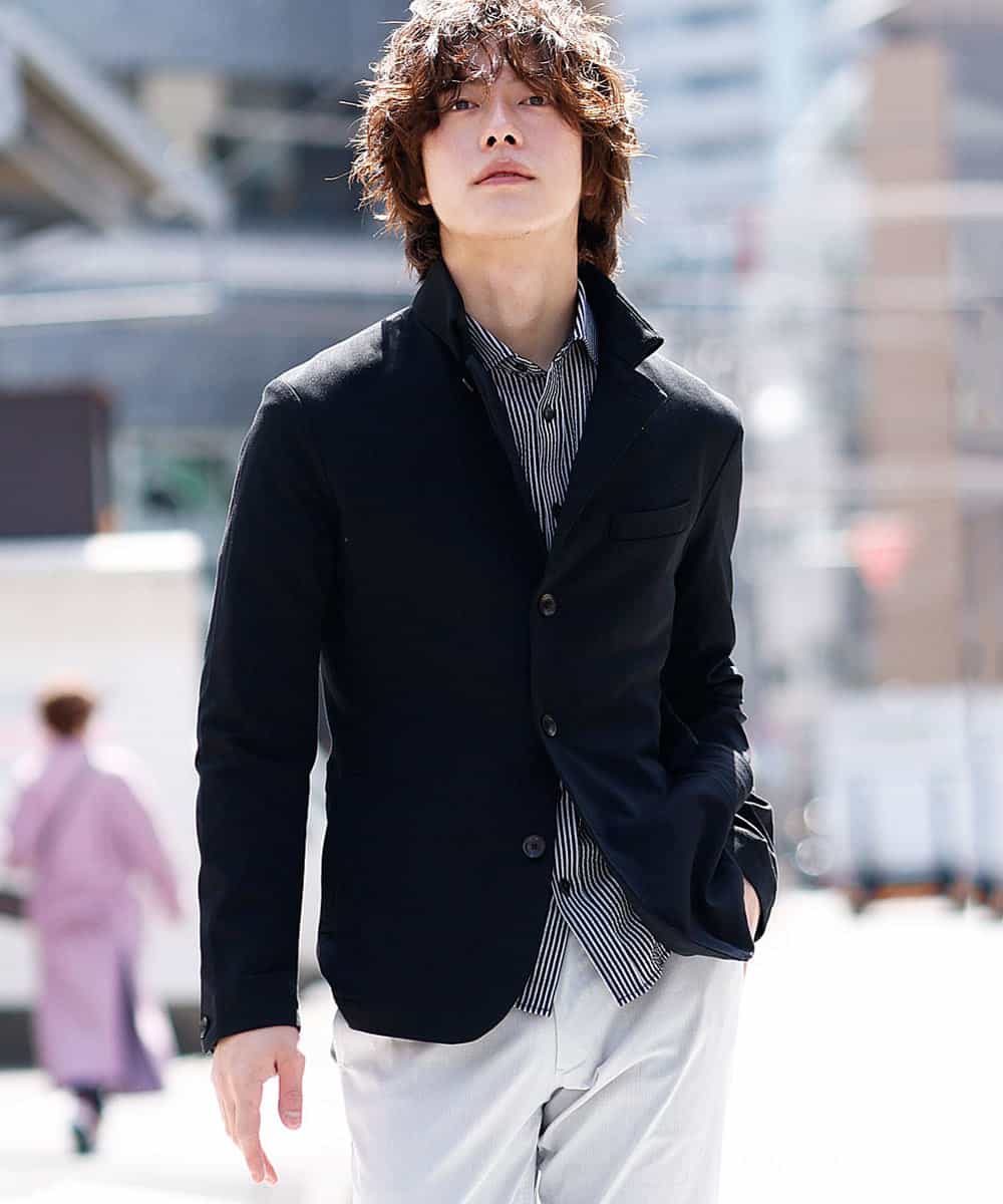 MKJGM64150 MK MICHEL KLEIN HOMME(MKミッシェルクランオム) 【男の黒ジャケット】コンパクトシルキージャケット ブラック