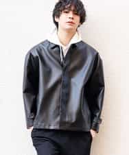 MKJGO41090 MK MICHEL KLEIN HOMME(MKミッシェルクランオム) WEB限定商品 春に着れるフェイクレザーブルゾン ブラック(94)