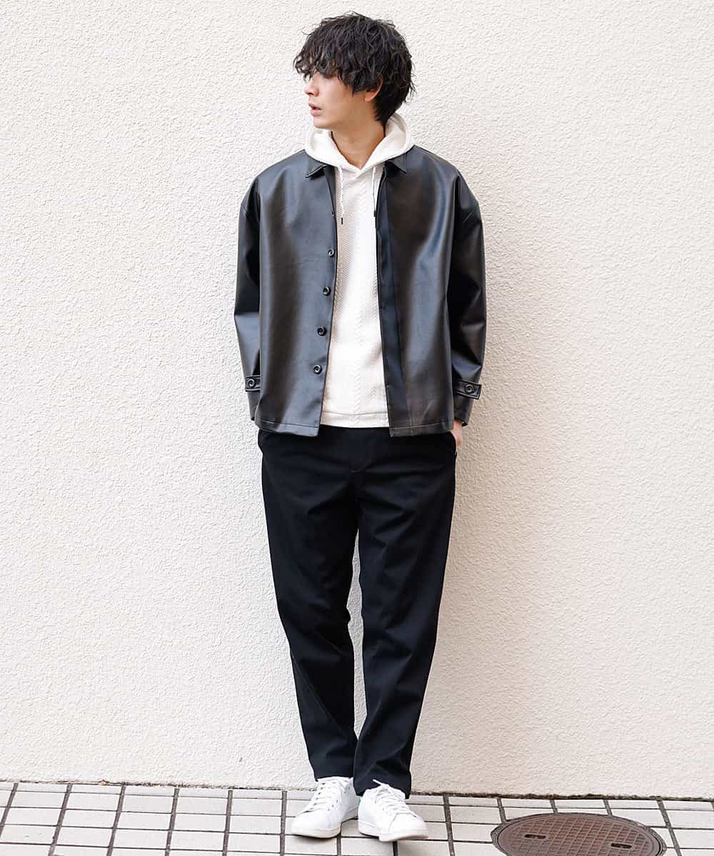 MKJGO41090 MK MICHEL KLEIN HOMME(MKミッシェルクランオム) WEB限定商品 春に着れるフェイクレザーブルゾン ブラック(94)