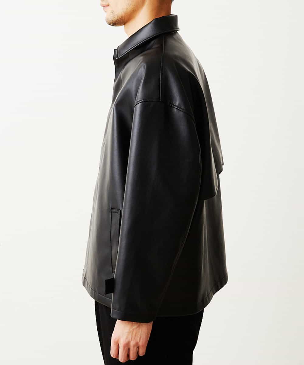 MKJGO41090 MK MICHEL KLEIN HOMME(MKミッシェルクランオム) WEB限定商品 春に着れるフェイクレザーブルゾン ブラック(94)