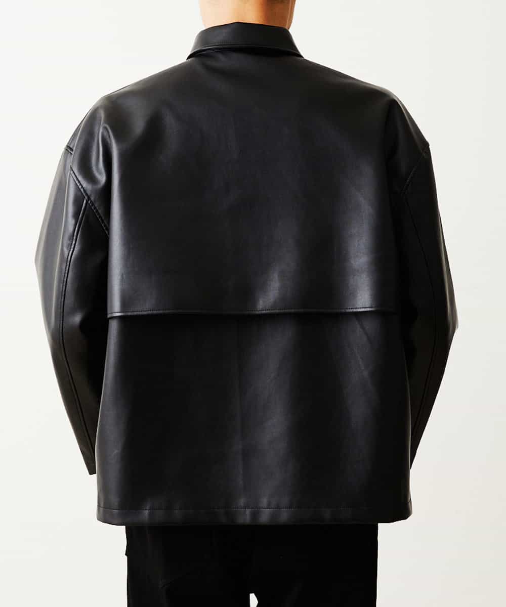 MKJGO41090 MK MICHEL KLEIN HOMME(MKミッシェルクランオム) WEB限定商品 春に着れるフェイクレザーブルゾン ブラック(94)