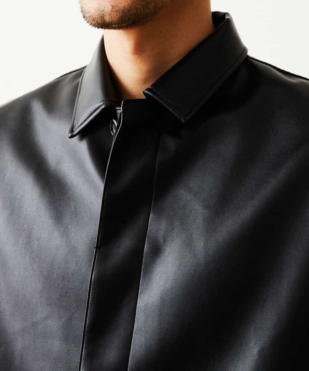 MKJGO41090 MK MICHEL KLEIN HOMME(MKミッシェルクランオム) WEB限定商品 春に着れるフェイクレザーブルゾン ブラック(94)