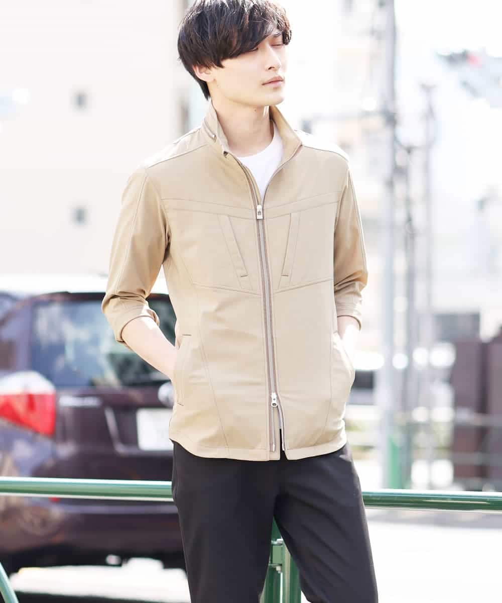 MKJGR07170 MK MICHEL KLEIN HOMME(MKミッシェルクランオム) スタンドシャツブルゾン ベージュ