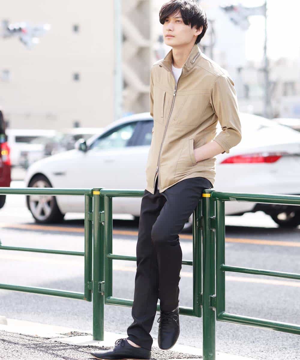 MKJGR07170 MK MICHEL KLEIN HOMME(MKミッシェルクランオム) スタンドシャツブルゾン ベージュ