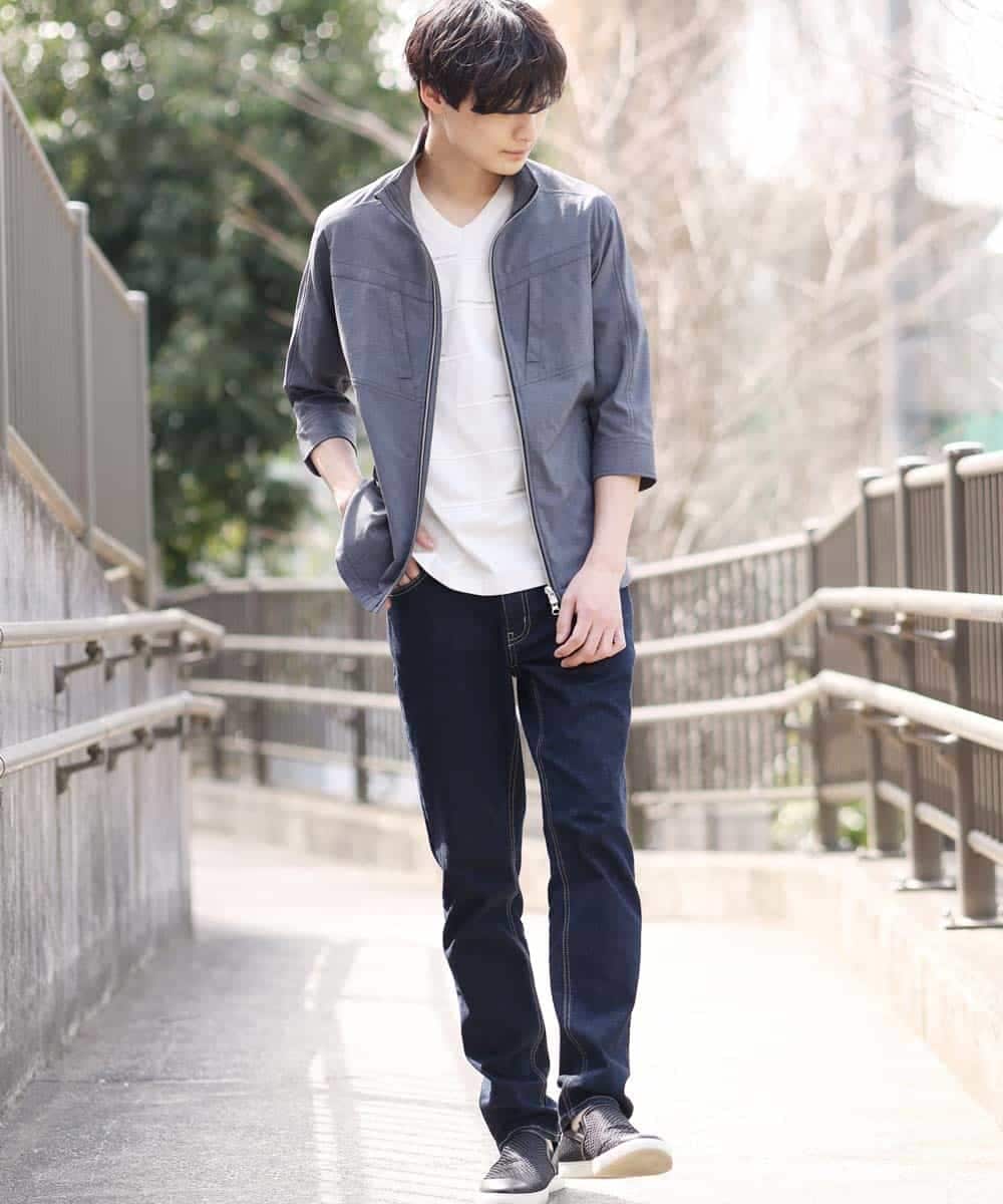 MKJGR07170 MK MICHEL KLEIN HOMME(MKミッシェルクランオム) スタンドシャツブルゾン ダークグレー