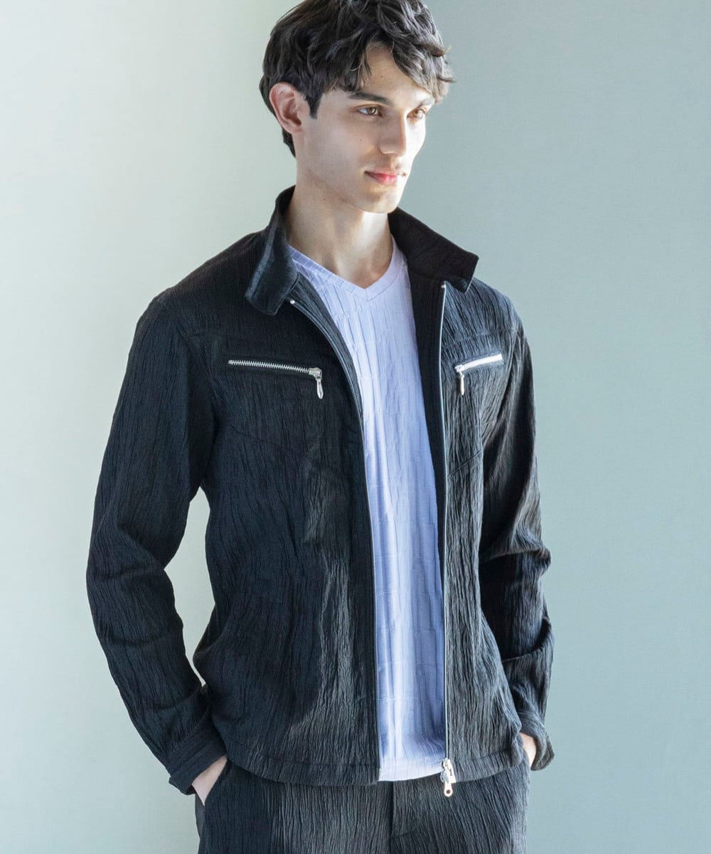 MKJGV73210 MK MICHEL KLEIN HOMME(MKミッシェルクランオム) スタンドカラーブルゾン / ヨウリュウワッシャー ブラック（94）